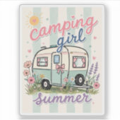 Sticker Voyage d'été de camping fille (Devant)