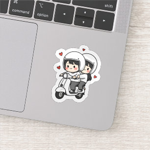 Sticker Voyage en scooter pour un couple mignon   Amour de
