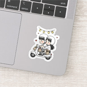 Sticker Voyage en scooter pour un couple mignon   Amour de