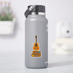 Sticker Voyage heureux avec bagages et guitare