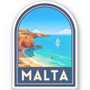 Sticker Voyage Rétro à Malte Paysage Marin Rétro
