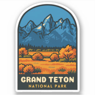 Sticker Voyage Rétro Grand Teton Parc National USA Vintage