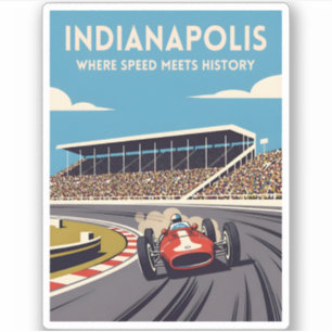Sticker Voyage Rétro Indianapolis Indiana Course Automobil