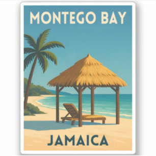 Sticker Voyage Rétro Vintage Montego Bay Jamaïque Plage