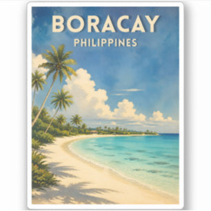 Sticker Voyage Vintage Boracay Philippines Plage Rétro