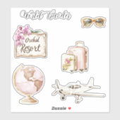 Sticker Voyageur du monde à globe rose (Feuille)