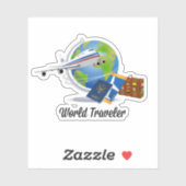 Sticker Voyageur du monde, avion, valise, passeport... (Feuille)