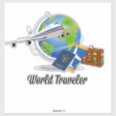Sticker Voyageur du monde, avion, valise, passeport... (Feuille)