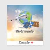 Sticker Voyageur du monde, Design 2 (Feuille)