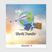 Sticker Voyageur du monde, modèle 2, (Feuille)