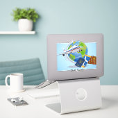Sticker Voyageur mondial (Ordinateur portable sur le bureau)