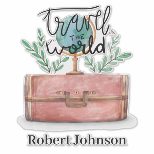 Sticker Voyagez dans le monde ajouter un nom (Devant)