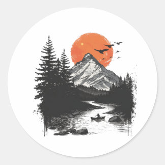 Sticker :- Vreedzaam Ontwerp Natuur Ronde Stiker