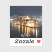 Sticker Vue de Trois villes à Malte la nuit (Feuille)