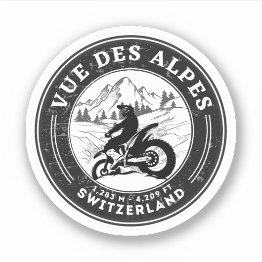 Sticker Vue des Alpes tour en moto suisse-alpes (Devant)