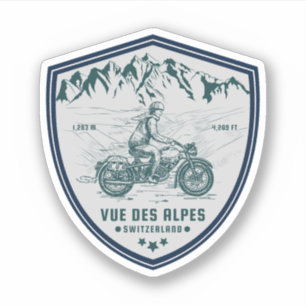 Sticker Vue des Alpes tour en moto suisse-alpes