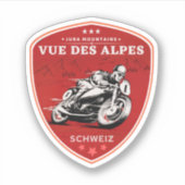 Sticker Vue des Alpes tour en moto suisse-alpes (Devant)