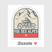 Sticker Vue des Alpes tour en moto suisse-alpes (Feuille)