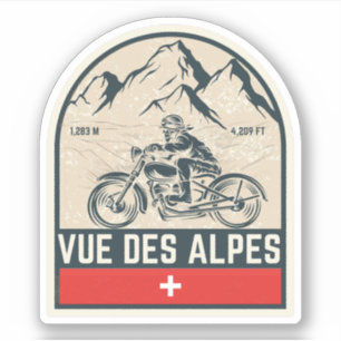 Sticker Vue des Alpes tour en moto suisse-alpes