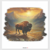 Sticker Vue du coucher de soleil de Bison Buffalo (Feuille)