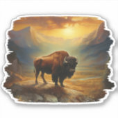Sticker Vue du coucher de soleil sur les bisons (Devant)