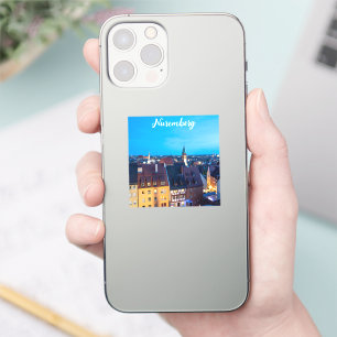 Sticker Vue sur la vieille ville de Nuremberg la nuit