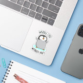 Sticker Waddle I Do without You Funny Penguin Pun (Ordinateur portable avec iPhone)