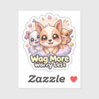 Wag Plus Inquiète Moins Vinyl Cute Kawaii Chien Ch