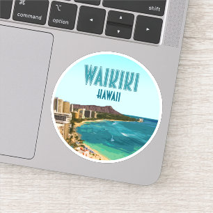 Sticker Waikiki Beach Honolulu Oahu Hawaii Vintage