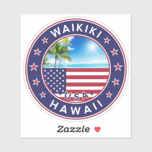 Sticker Waikiki Hawaii (Feuille)