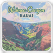 Sticker Waimea Canyon Kauai Hawaii Paysage Rétro (Devant)