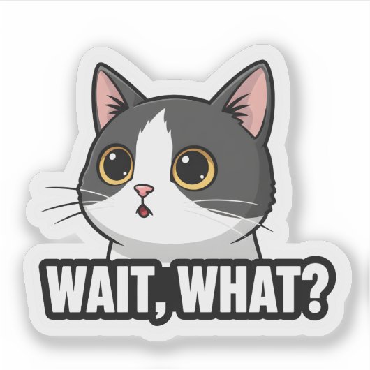Sticker Wait, What? Meme Cat | Funny Cat Reaction (Devant)