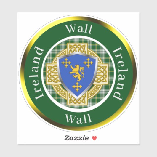 Sticker Wall Irish Shield/Celtic Cross Personalized (Feuille)