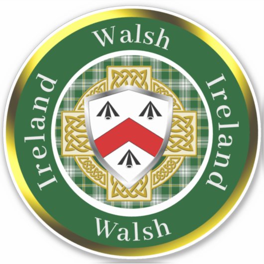 Sticker Walsh Irish Shield/Celtic Cross Personnalisé (Devant)