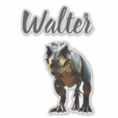 Sticker Walter Nom Avec T Rex Dinosaur, (Devant)