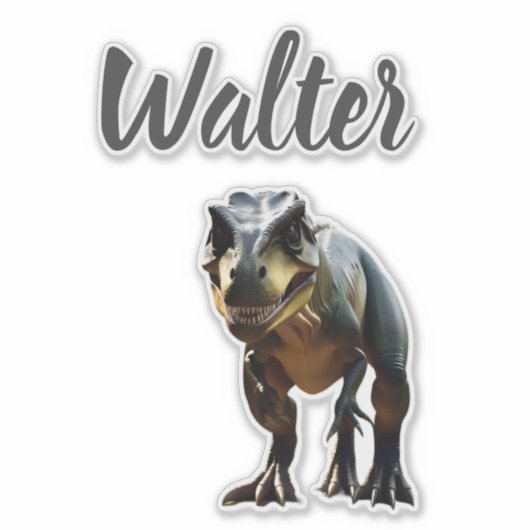 Sticker Walter Nom Avec T Rex Dinosaur, (Devant)