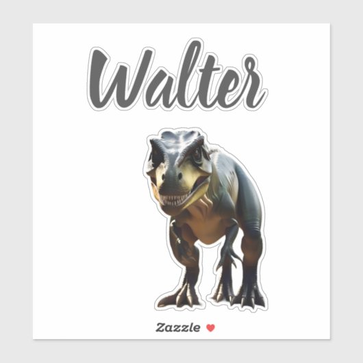Sticker Walter Nom Avec T Rex Dinosaur, (Feuille)