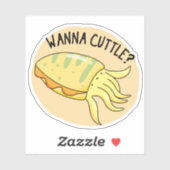 Sticker Wanna Cuttle Funny Cuttlefish Pun (Feuille)