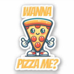Sticker Wanna Pizza Me   Jeu de nourriture amusant