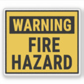 Sticker Warning Fire Hazard (Devant)
