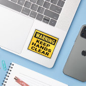 Sticker Warning Keep Hands Clear  (Ordinateur portable avec iPhone)