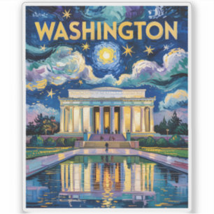 Sticker Washington DC Lincoln Memorial Vibrant Van Gogh