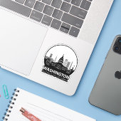 Sticker Washington DC Skyline (Ordinateur portable avec iPhone)