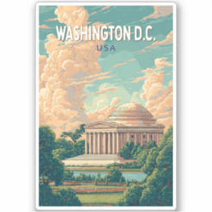 Sticker Washington DC Thomas Jefferson Memorial Travel Art