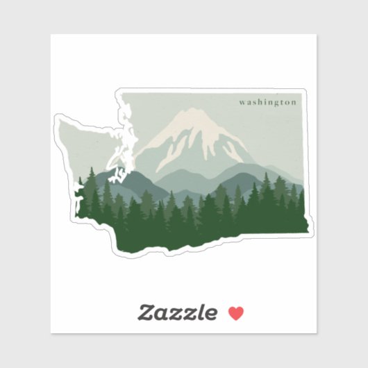 Sticker Washington State Mt Rainier et Forest (Feuille)
