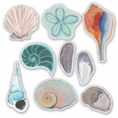 Sticker Watercolor Beach Seashells Variété (Devant)