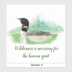Sticker Watercolor Common Loon Bird Wilderness Citation Ar