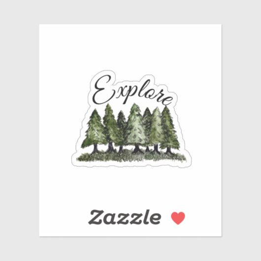 Sticker Watercolor Forest Mountain Explorez (Feuille)
