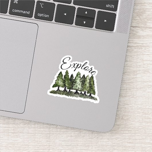 Sticker Watercolor Forest Mountain Explorez (Détail)