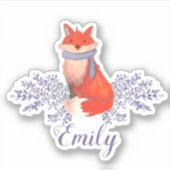Sticker Watercolor Fox Girls Name (Devant)